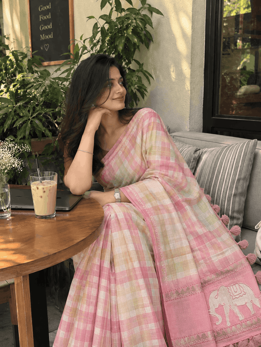 Gajraj Madras Checks Saree